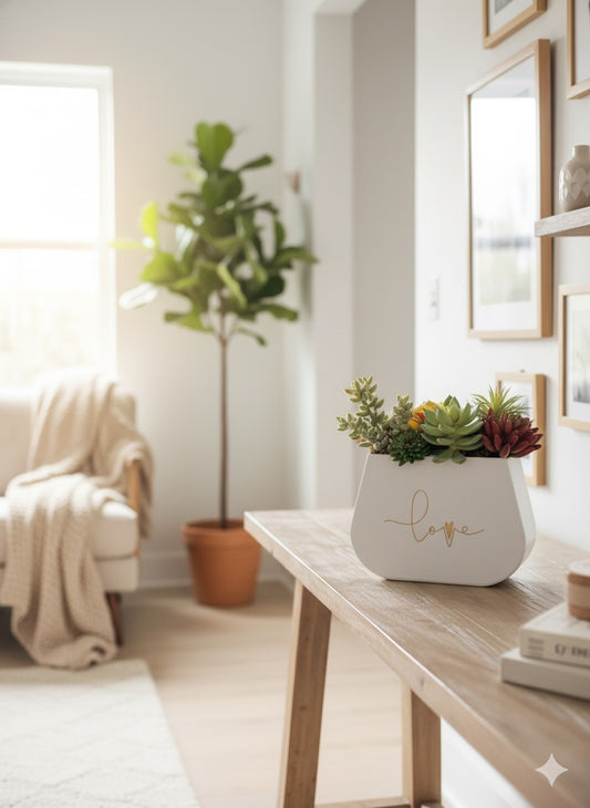 Kivaar Small white- Succulent Arrangement ￼